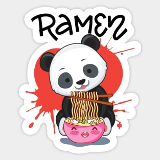 Panda Eat Ramen - Cute Animal Friendly Panda Sticker